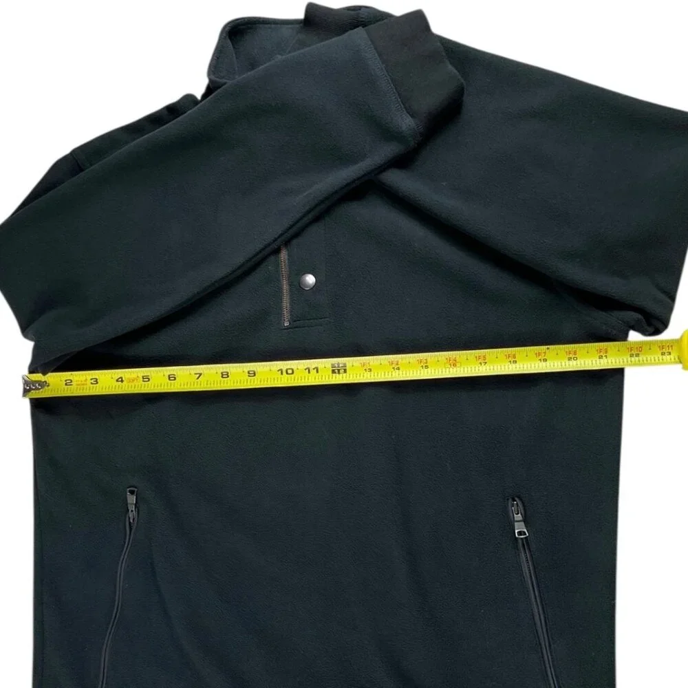 Banana Republic Men’s Quarter Zip Snap Pullover Black Fleece Top Size Large